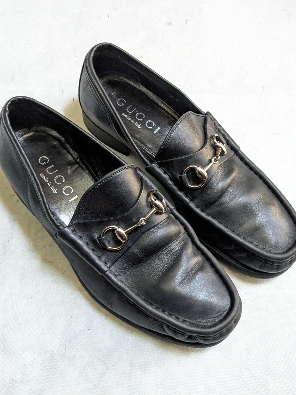 Gucci Men's Black Leather Horsebit Loafers Men 9.5